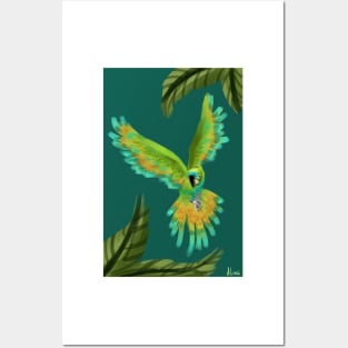 flying parrot Posters and Art